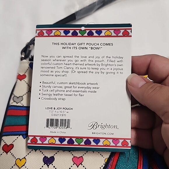 Brighton multi-color heart/bow coquette crossbody NWT flawed - Picture 5 of 9